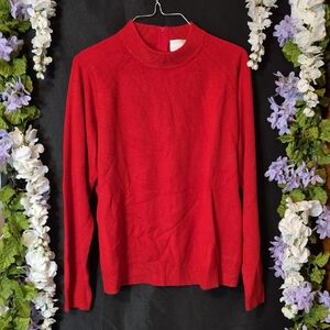 Designers Originals Bright Red Knit Top with Ribbed Collar